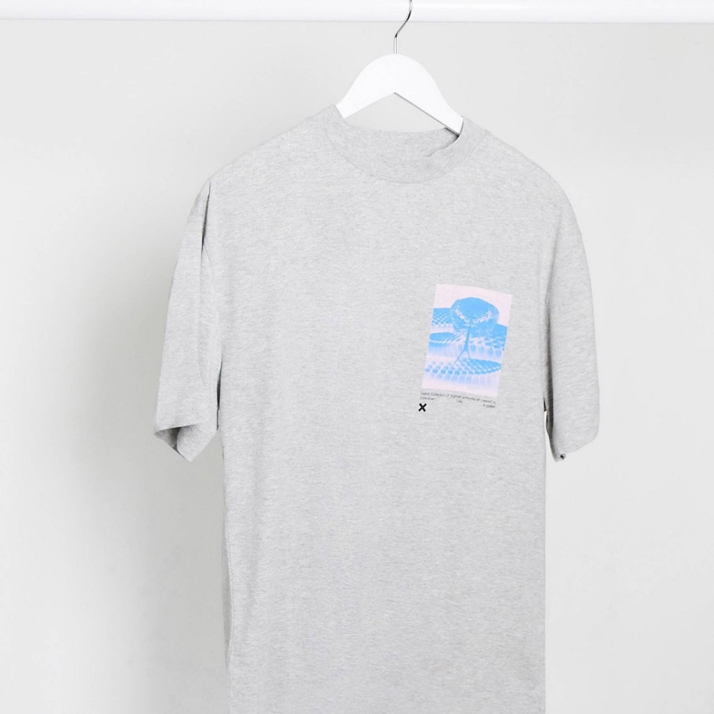 COLLUSION Unisex T-shirt with photographic print in gray marl